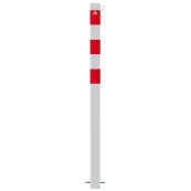 Barrier posts | Steel tube  76 x 2,6 mm | stationary, for casting in concrete | hot-dip galvonized / white coated | hot-dip galvanized and white coated withthree red reflecting stripes | with 1 eyelet